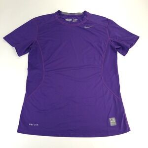 Nike Shirt Mens Medium Purple Dri FIT Fitted Pro Combat Short Sleeve Athletic